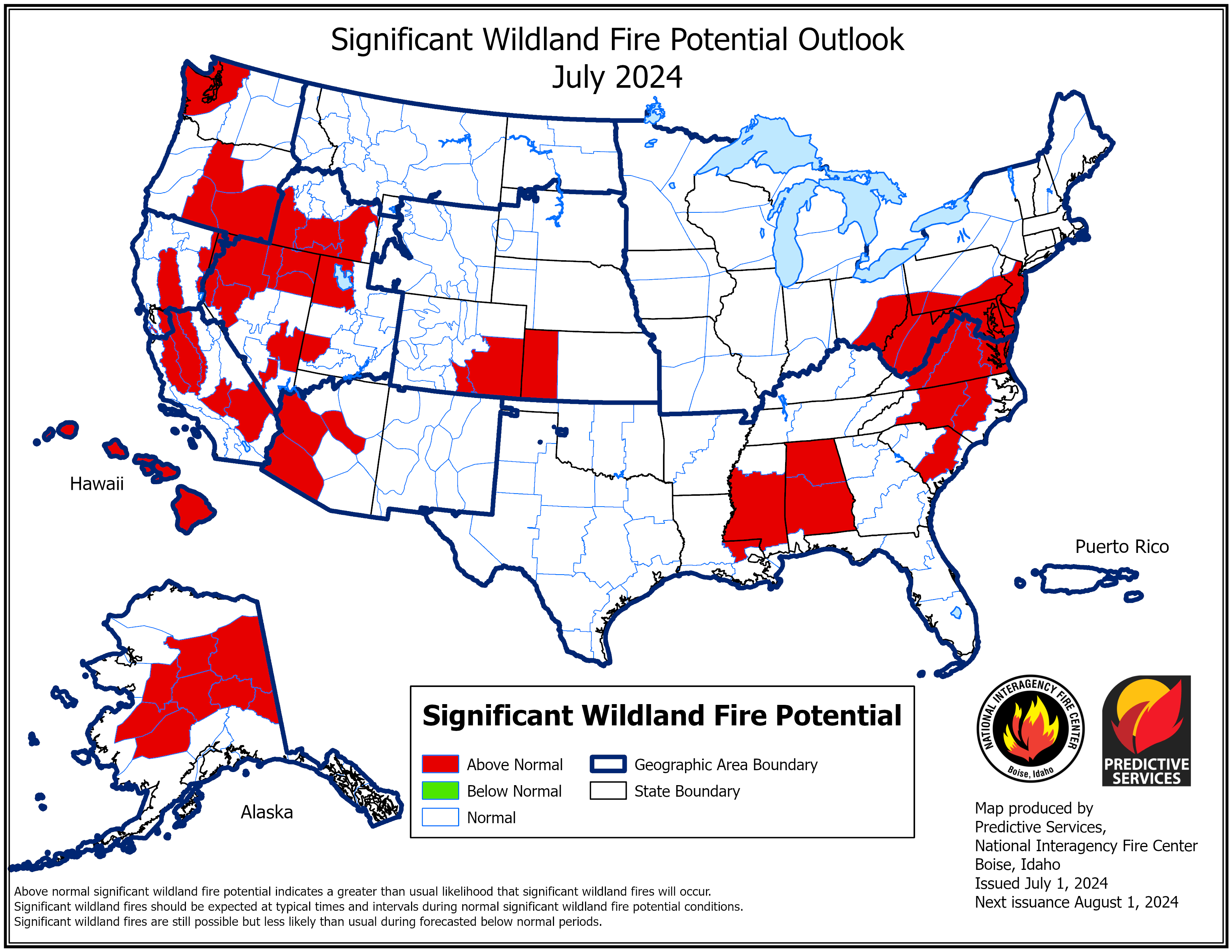 Significant Fire Potential Outlook Image for July