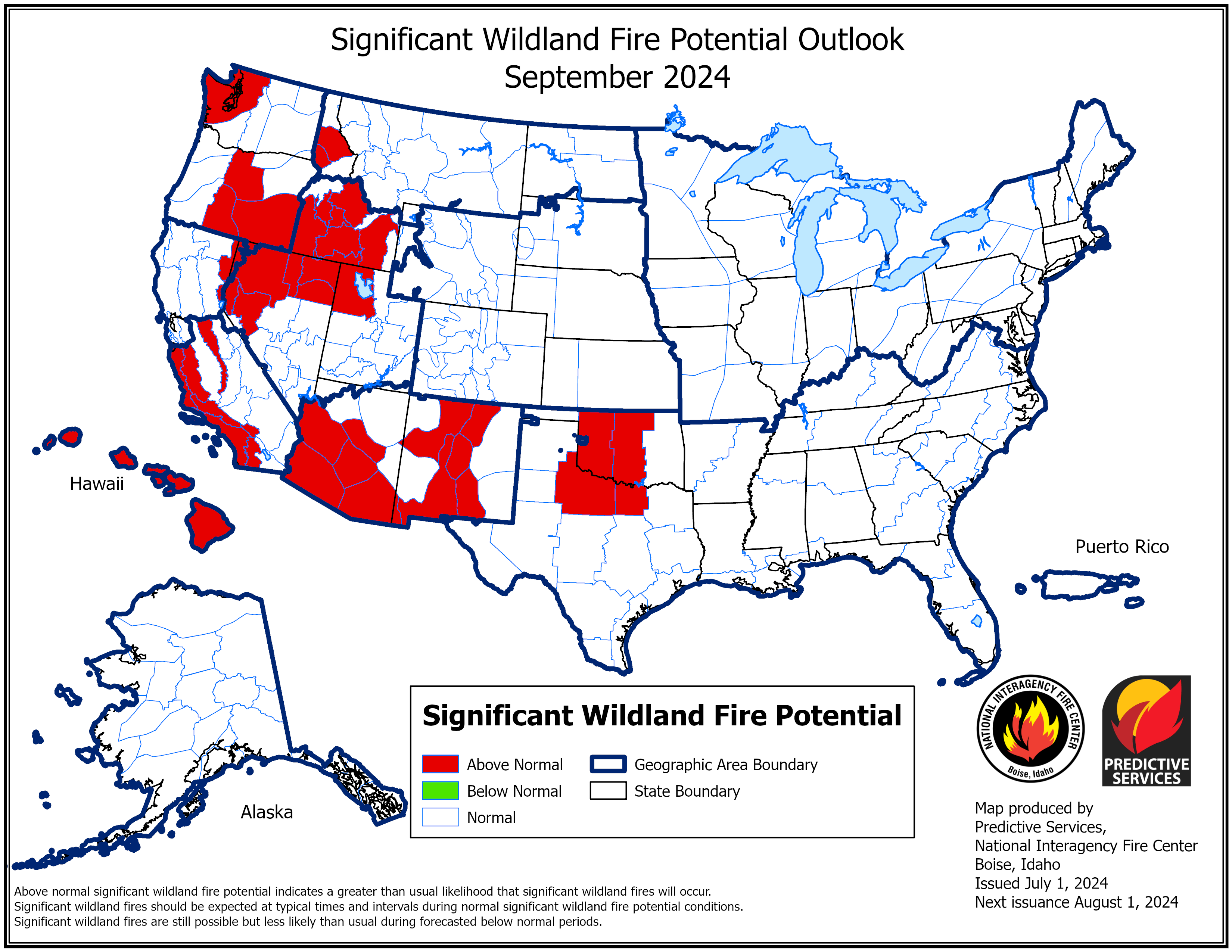 Significant Fire Potential Outlook Image for September