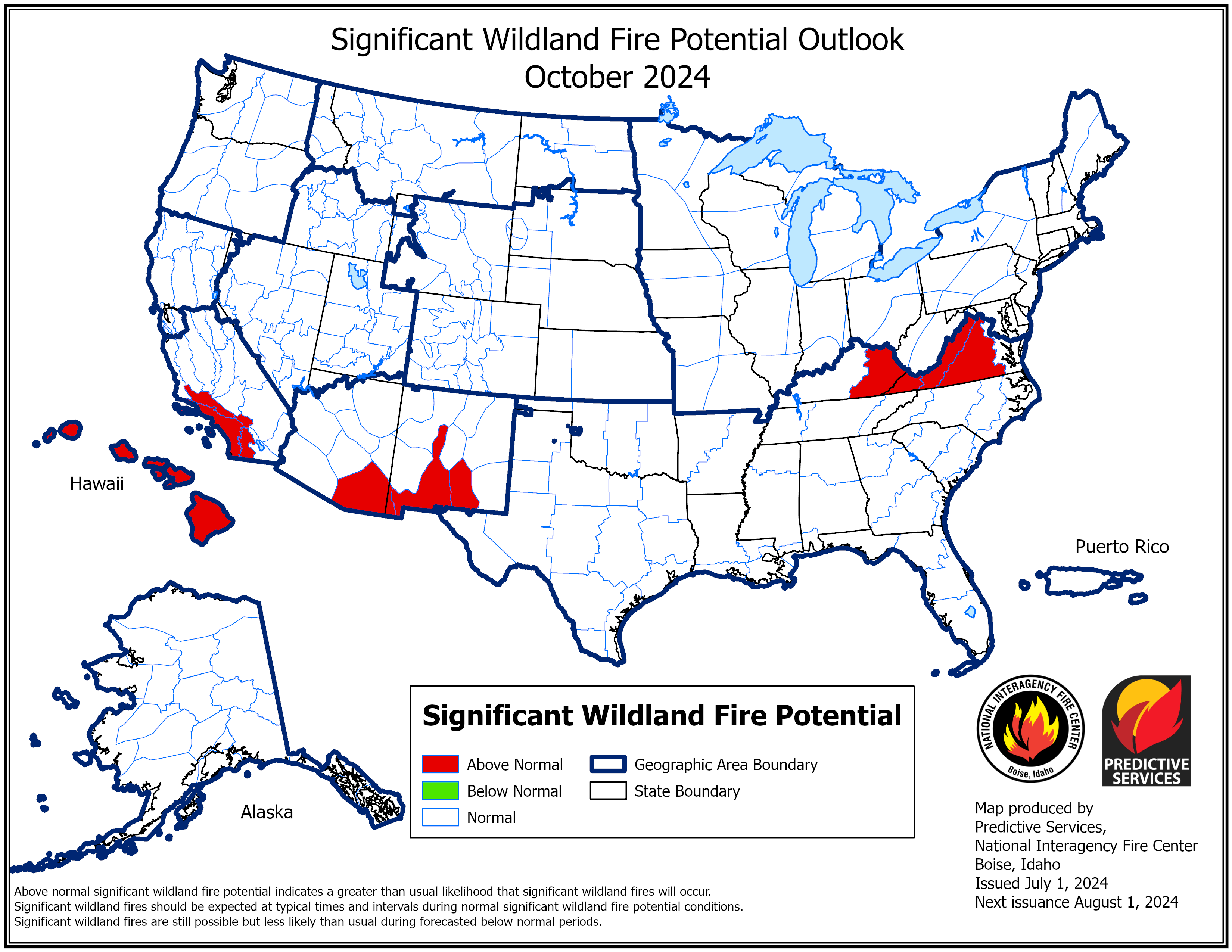 Significant Fire Potential Outlook Image for October