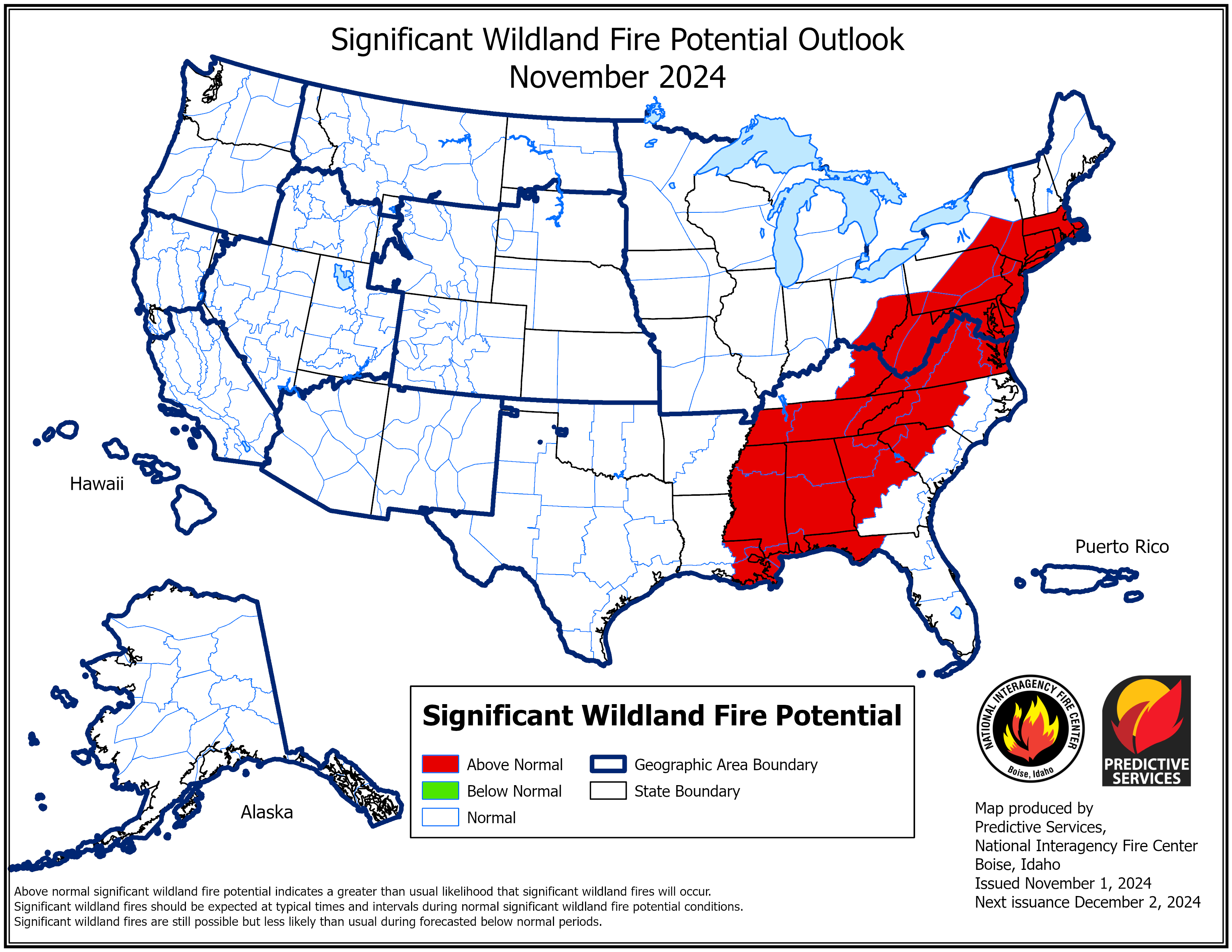 US Fire Potential Outlook for November