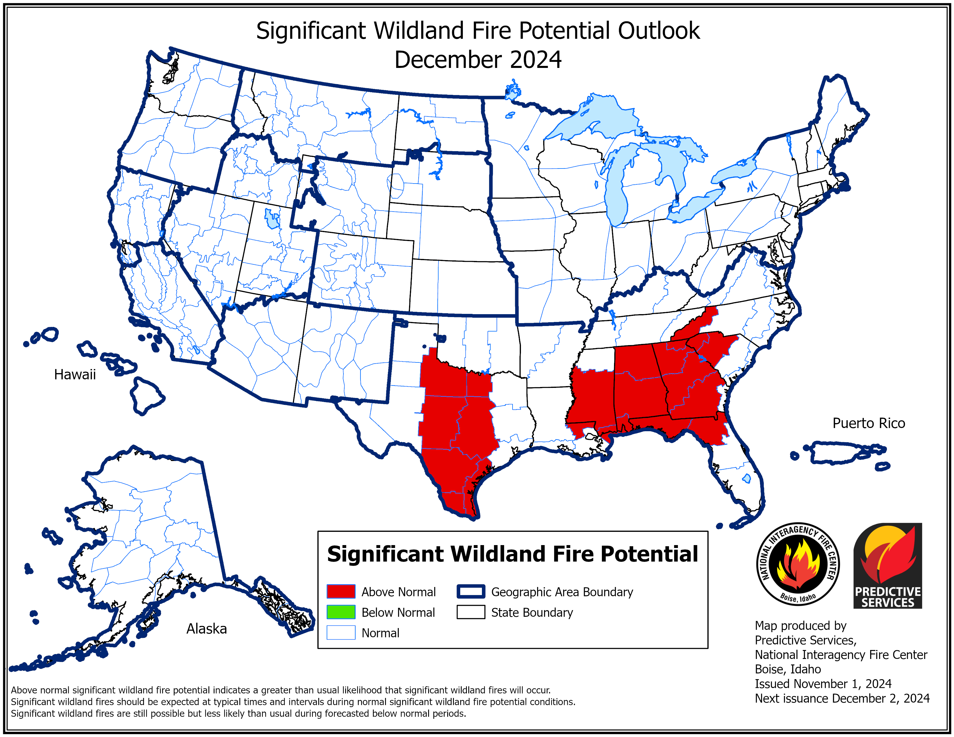 US Significant Fire Potential Outlook for December