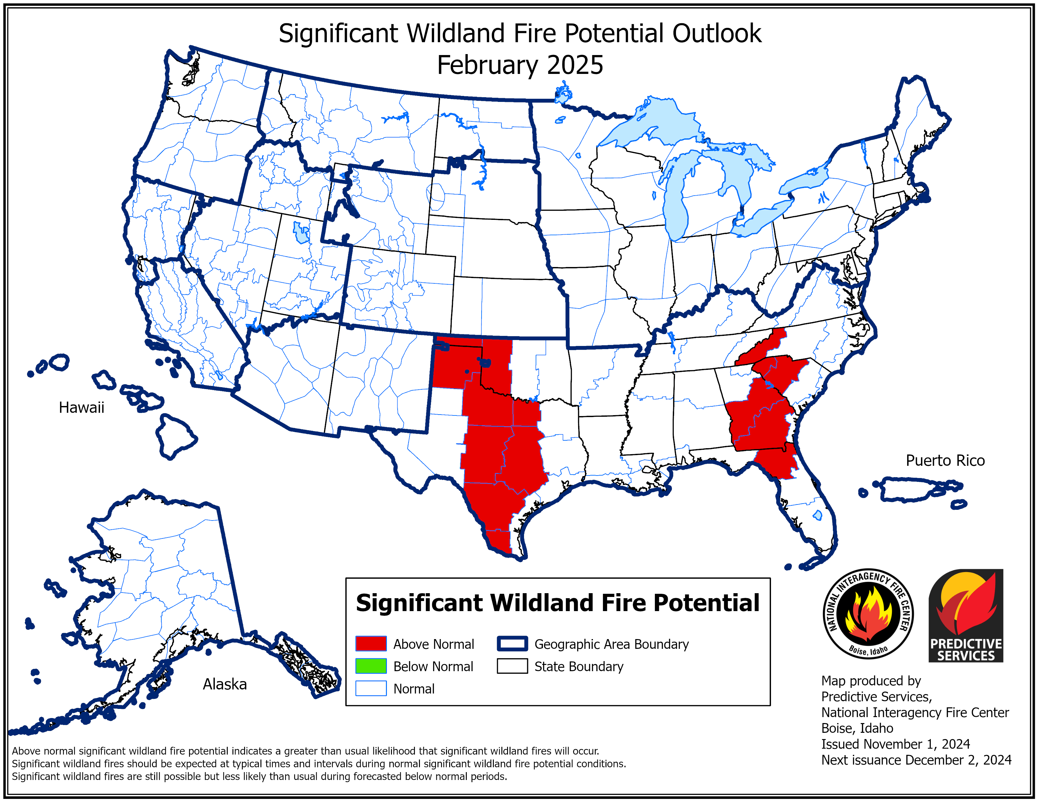 US Significant Fire Potential Outlook for February