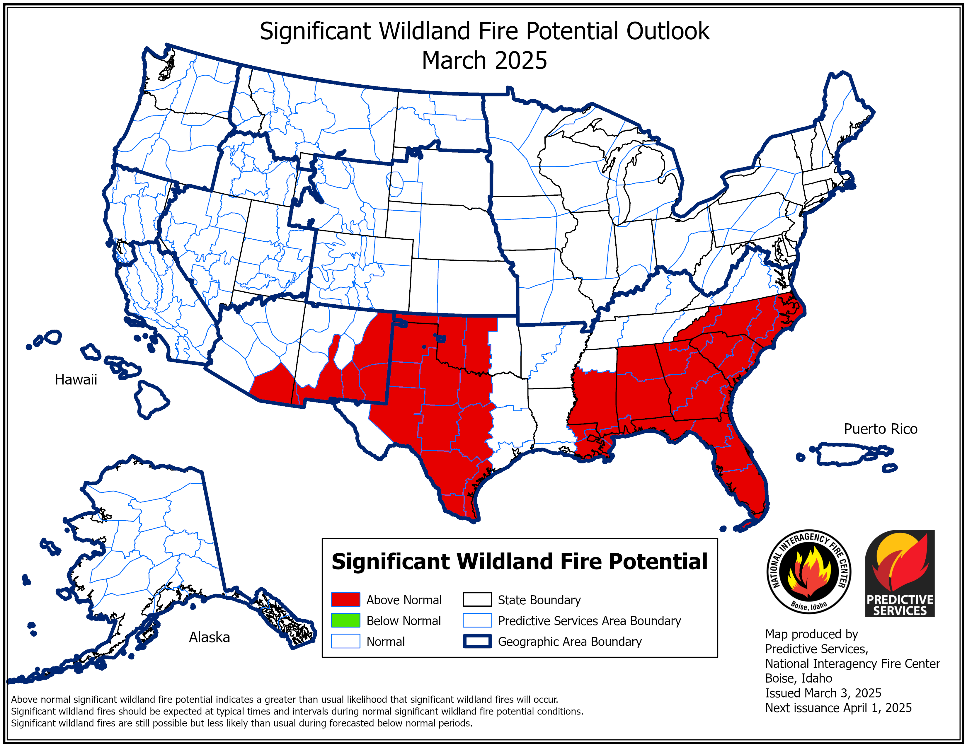 US Significant Fire Potential Outlook for March